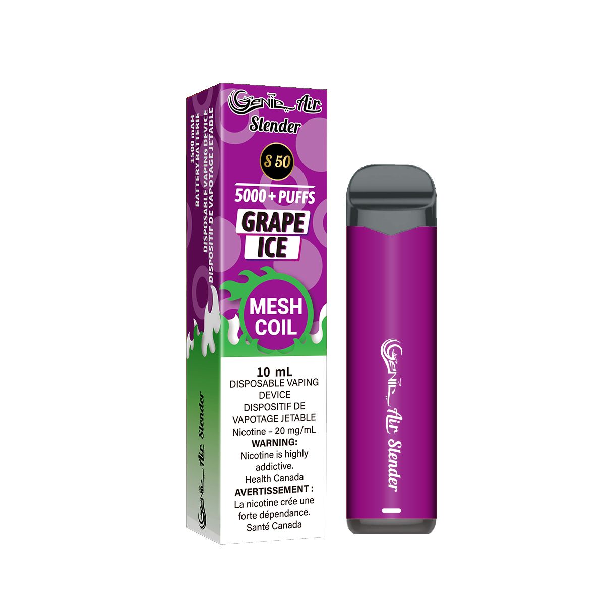 GENIE AIR SLENDER BOX - GRAPE ICE (10 Pc /box)