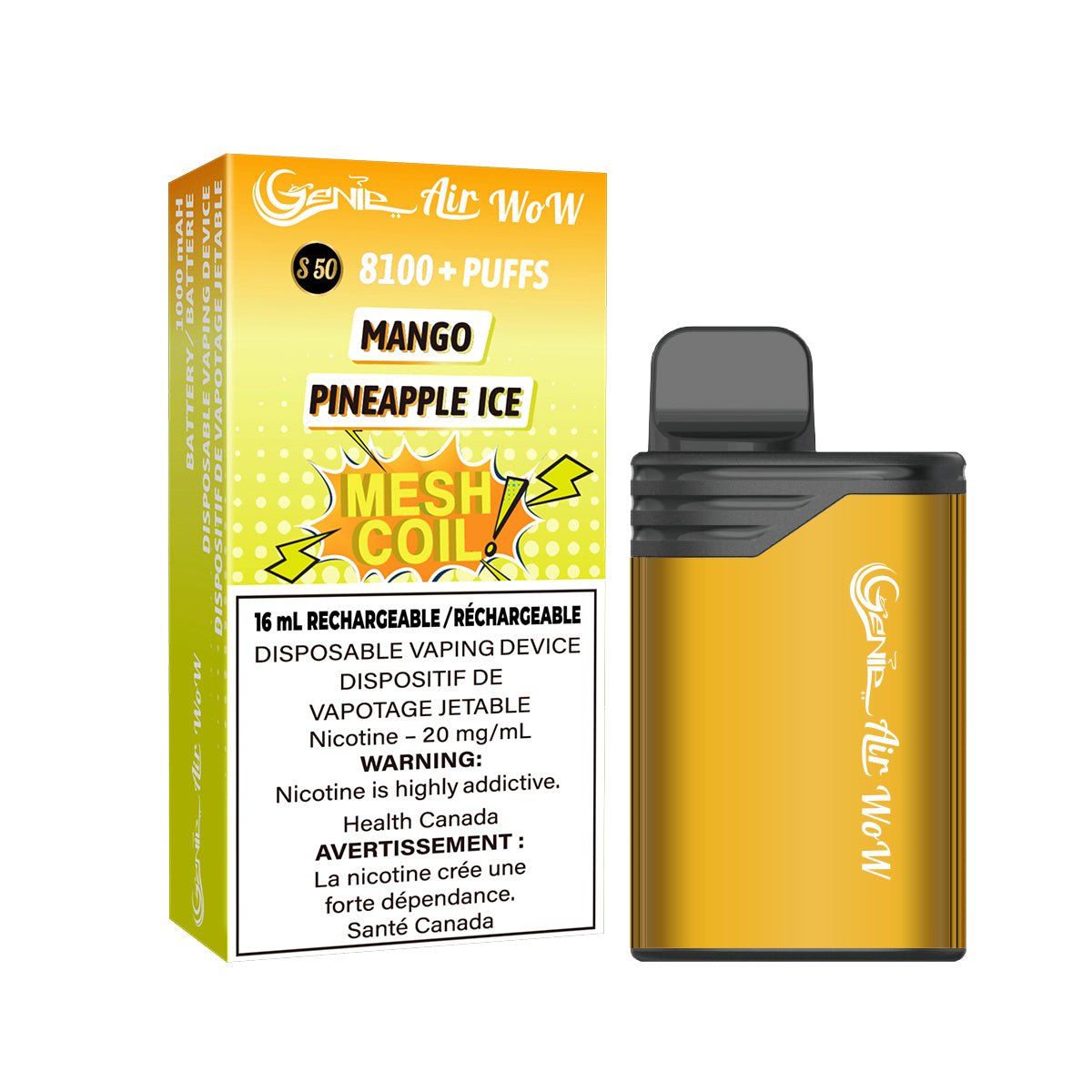 GENIE AIR WOW BOX - MANGO PINEAPPLE ICE (10 Pc/box)