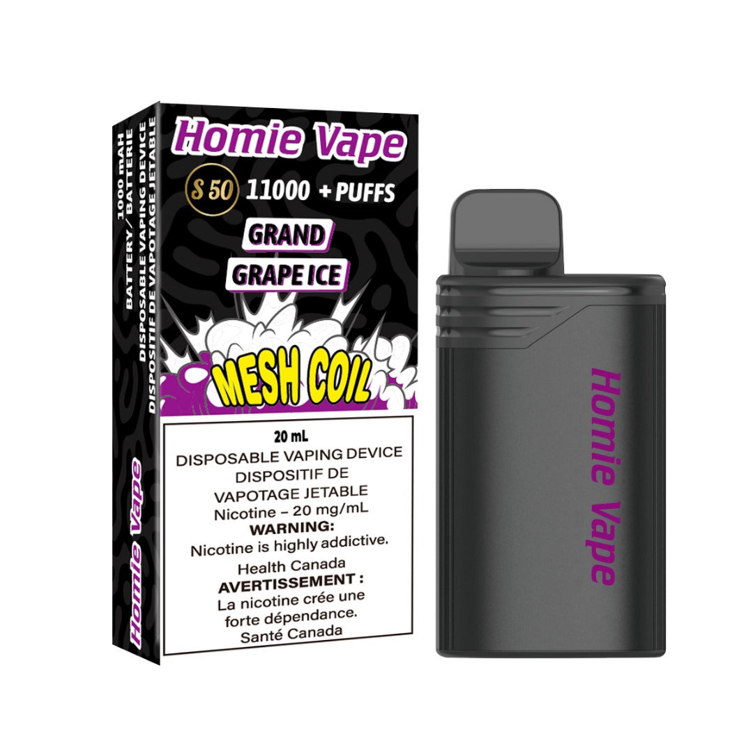 MANUFACTUREES OF GENIE WOW ND GENIE WOW XL / HOMIE VAPE 11000 PUFFS, HIGHEST PUFFS RECHARGEABLE VAPE GRAND GRAPE ICE