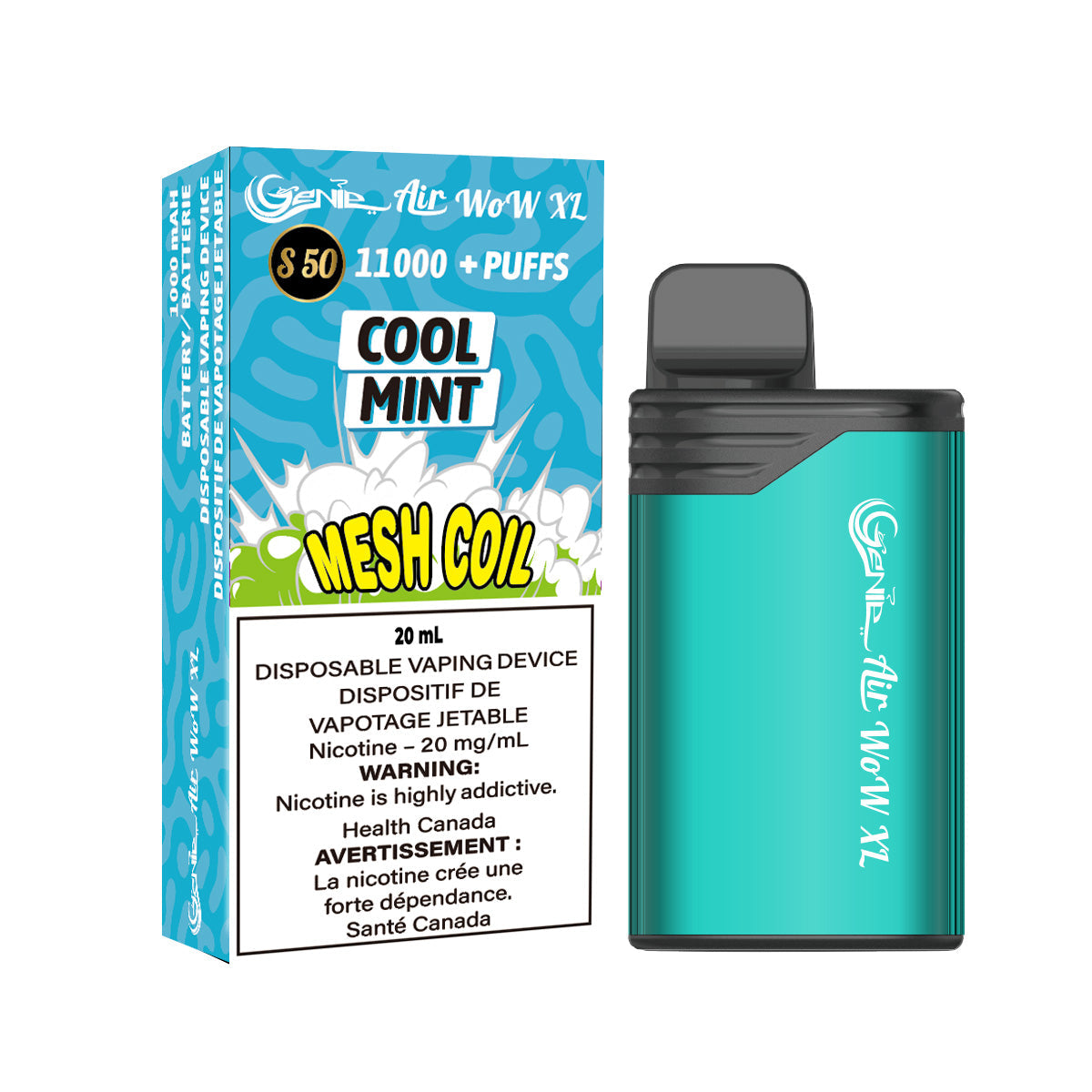 GENIE AIR WOW XL BOX - COOL MINT (11000) (10Pc/Box)
