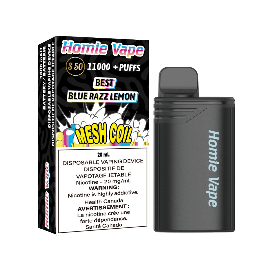 MANUFACTUREES OF GENIE WOW ND GENIE WOW XL / HOMIE VAPE 11000 PUFFS, HIGHEST PUFFS RECHARGEABLE VAPE BLUE RAZZ LEMON