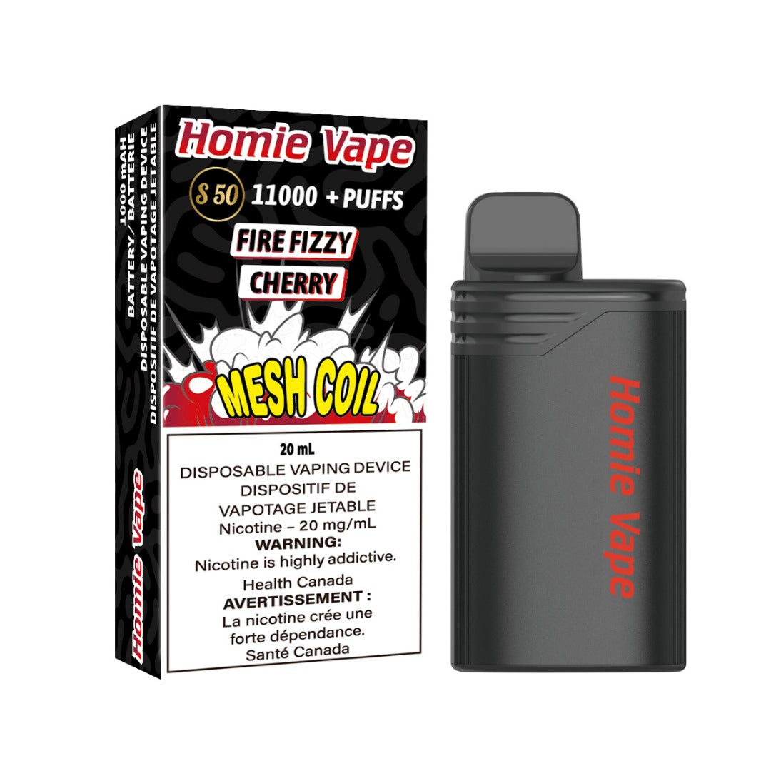 MANUFACTUREES OF GENIE WOW ND GENIE WOW XL / HOMIE VAPE 11000 PUFFS, HIGHEST PUFFS RECHARGEABLE VAPE FIZZY CHERRY
