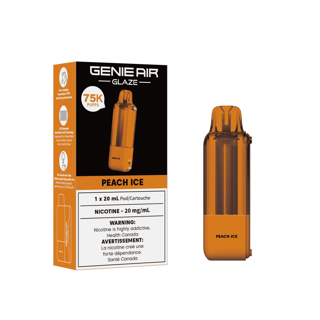GENIE AIR GLAZE 75000 POD - PEACH ICE