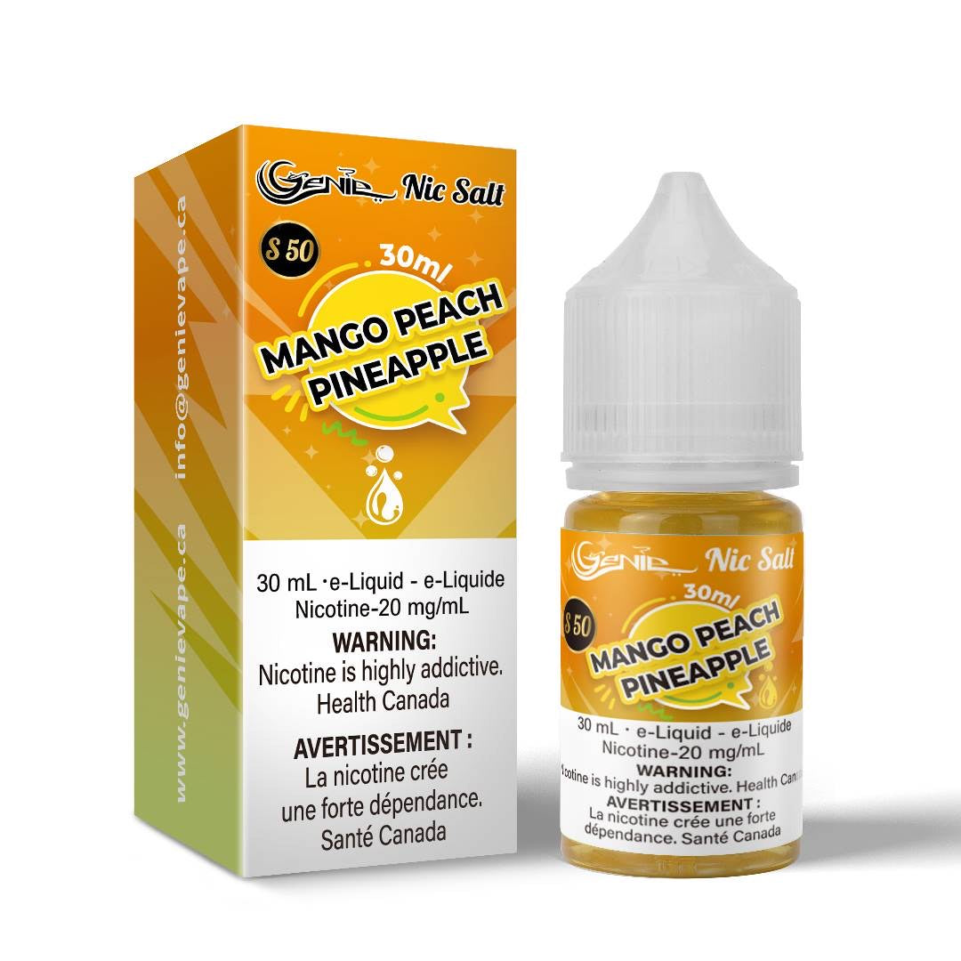 Genie e-juice liquid salt nic 20 mg mango peach pineapple