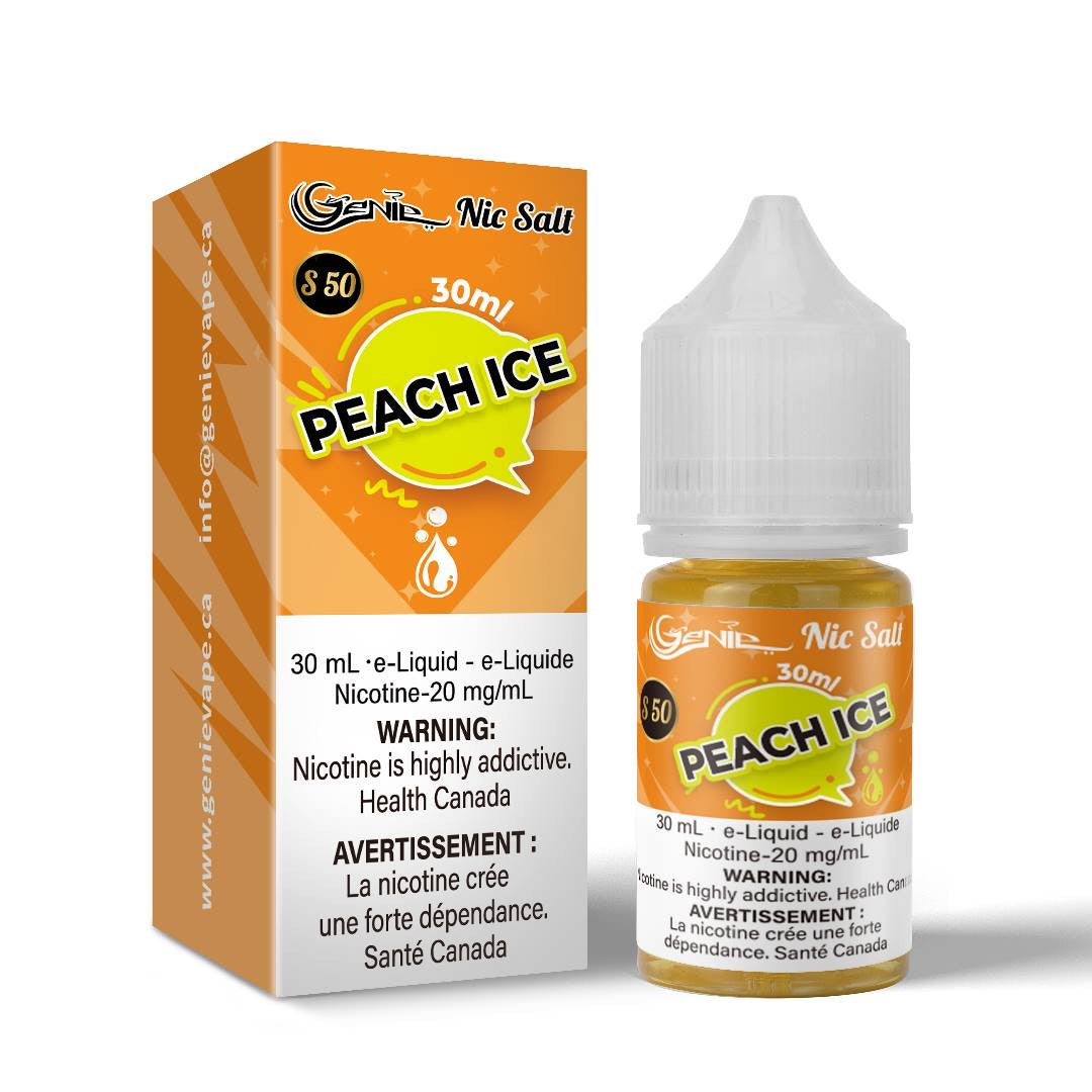 Genie e-juice liquid salt nic 20 mg peach ice
