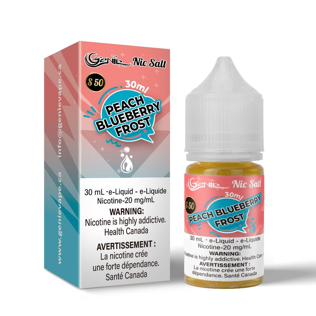Genie e-juice liquid salt nic 20 mg peach blueberry frost