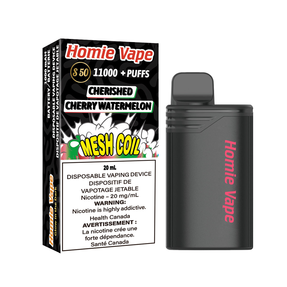 HOMIE VAPE (GENIE WOW XL) BOX - CHERRY WATERMELON (11000) (10Pc/Box)