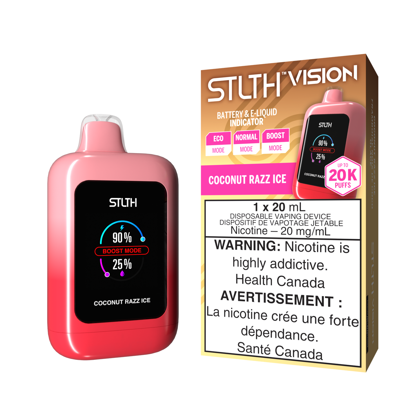 STLTH VISION BOX - COCONUT RAZZ ICE [4 Pc/BOX] [ON]