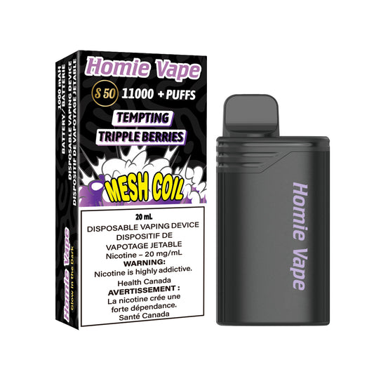 HOMIE VAPE (GENIE WOW XL) BOX - TRIPLE BERRIES (11000) (BOX OF 10 PC)