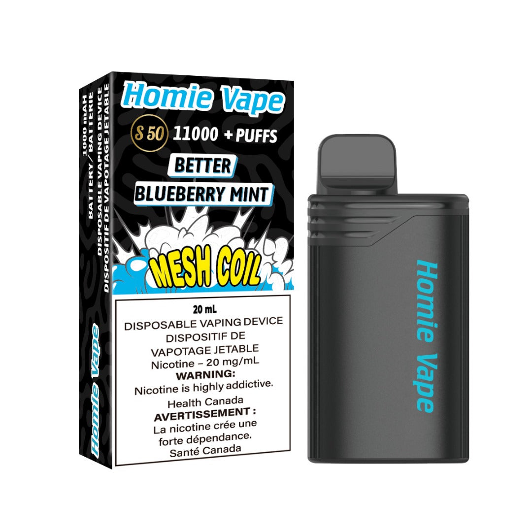 HOMIE VAPE (GENIE WOW XL) BOX - BLUEBERRY MINT (11000) (10Pc/Box)