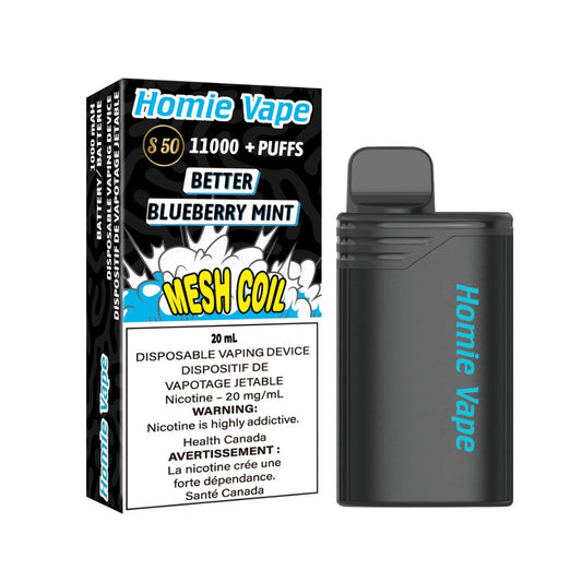 HOMIE VAPE (GENIE WOW XL) BOX - BLUEBERRY MINT (11000) (10Pc/Box)