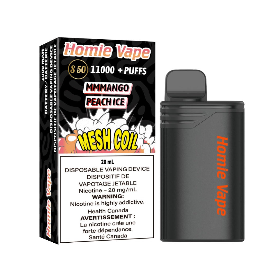 MANUFACTUREES OF GENIE WOW ND GENIE WOW XL / HOMIE VAPE 11000 PUFFS, HIGHEST PUFFS RECHARGEABLE VAPE MANGO PEACH ICE