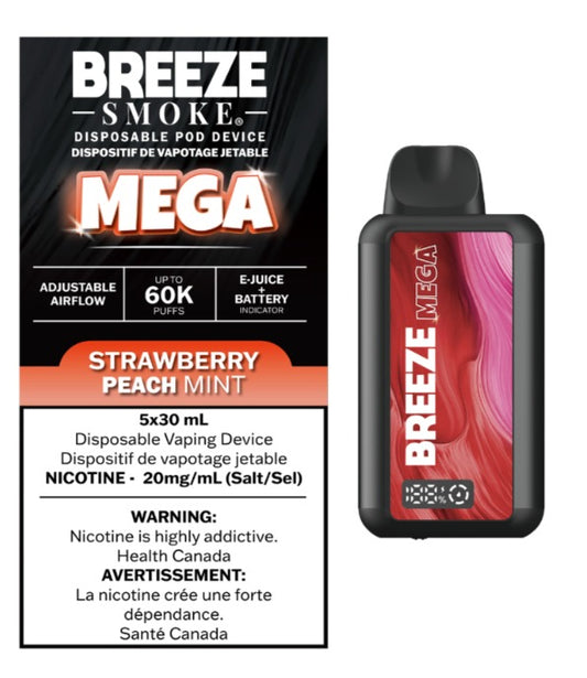 BREEZE MEGA 60K - STRAWBERRY PEACH MINT