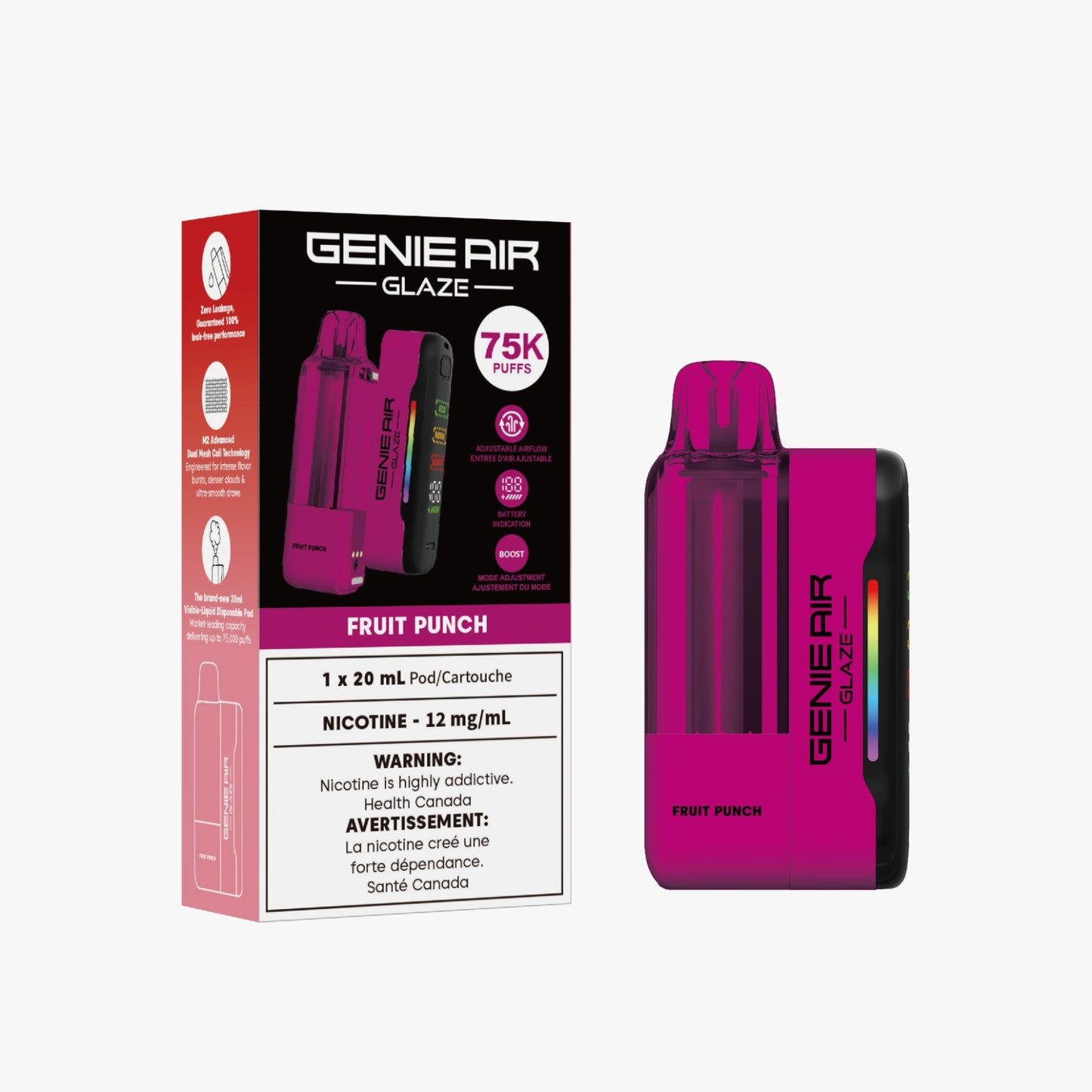 GENIE AIR GLAZE 75000 POD + DEVICE - FRUIT PUNCH - 12 mg/mL