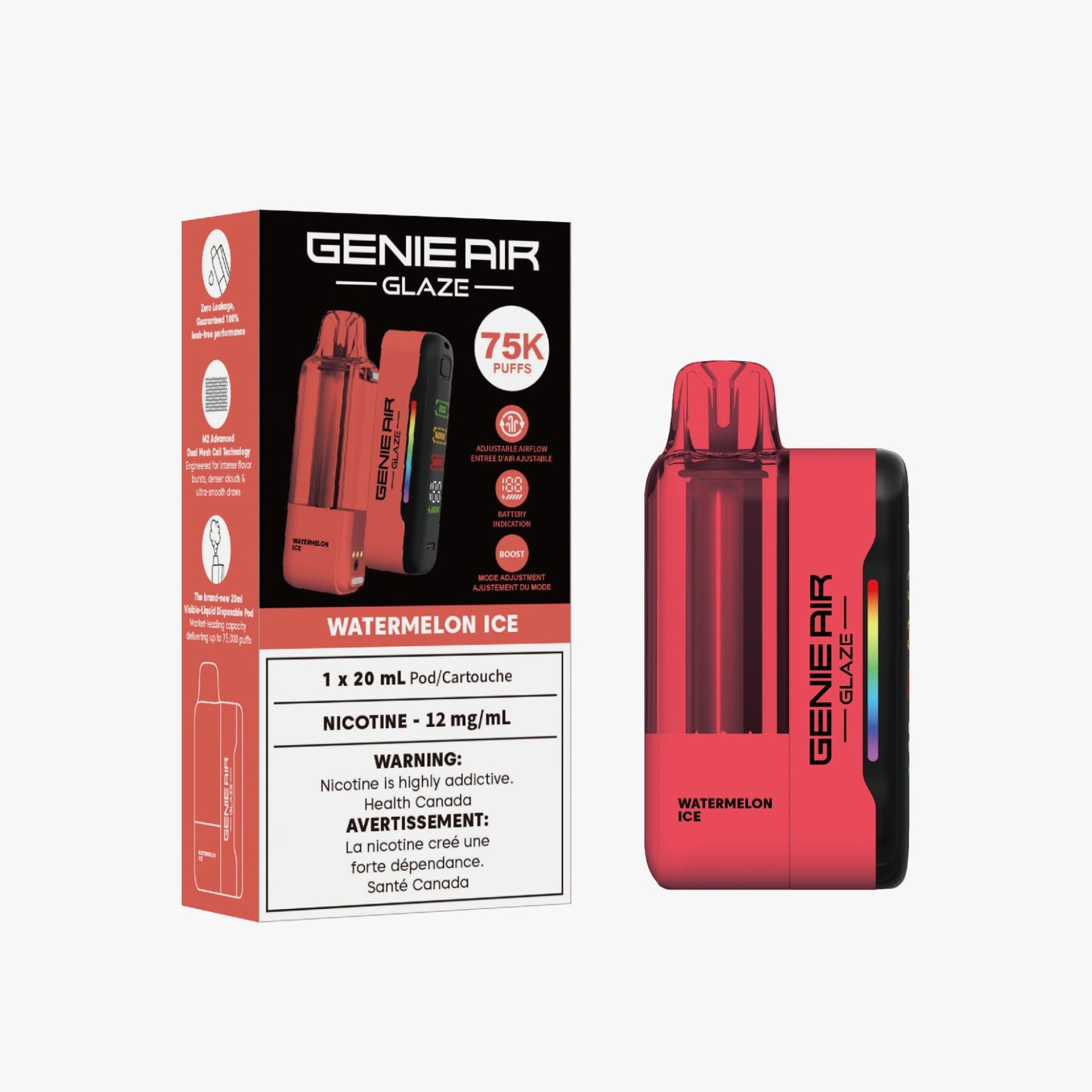 GENIE AIR GLAZE 75000 POD + DEVICE - WATERMELON ICE - 12 mg/mL