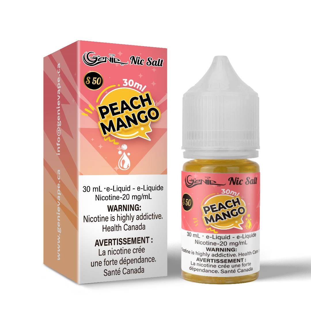 Genie e-juice liquid salt nic 20 mg peach mango