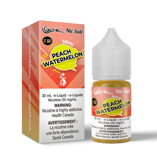 Genie e-juice liquid salt nic 20 mg peach watermelon
